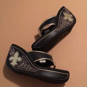 NFL SAINTS VOLATILE Wedge sz 8 worn 1x black/gold